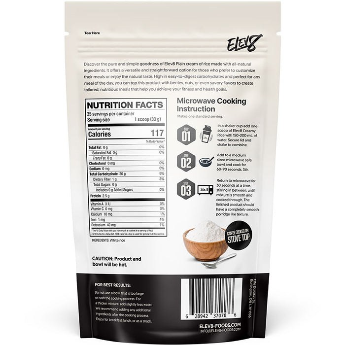 Elev8 Crème de riz 868g || Elev8 Foods Cream of rice 868g