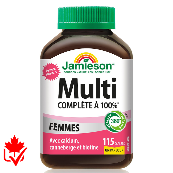 Jamieson Multivitamine Complète à 100% pour femmes 115 caps || Jamieson Multivitamin 100% Complete for women 115 caps