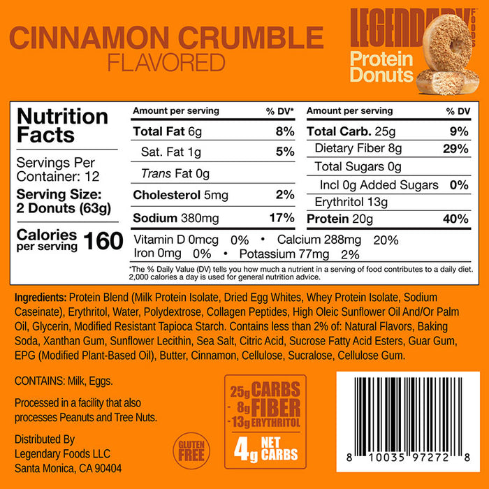 Legendary Foods Protein Donuts Paquet Individuel (1) || Legendary Foods Protein Donuts Single Serving (1)