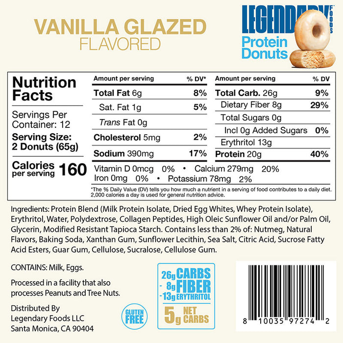 Legendary Foods Protein Donuts Paquet Individuel (1) || Legendary Foods Protein Donuts Single Serving (1)