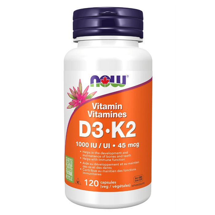 NOW Vitamin D3 1000IU + K2 45mcg 120 caps