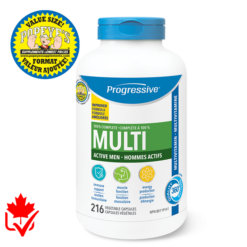 Progressive Multivitamin Active homme 216 caps — Popeye's Suppléments
