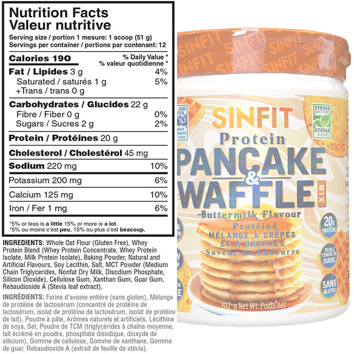 SinFit Mélange à Crêpes et Gauffres 610g ||SinFit Buttermilk Pancake & Waffle Mix 610g